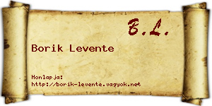 Borik Levente névjegykártya